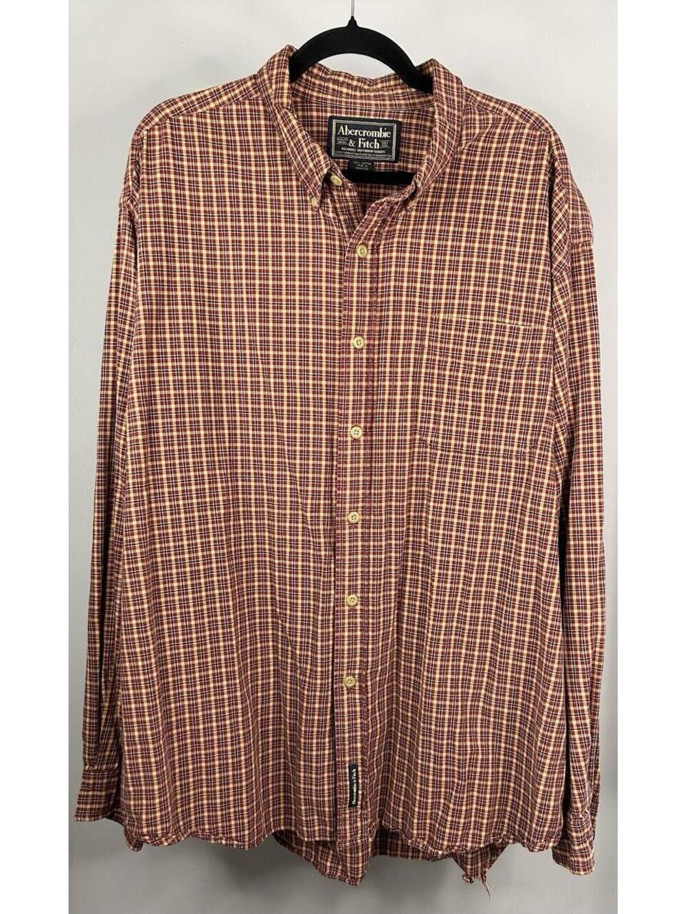Vintage Abercrombie & Fitch Plaid Long Sleeve Button Down Shirt Men’s Size XL